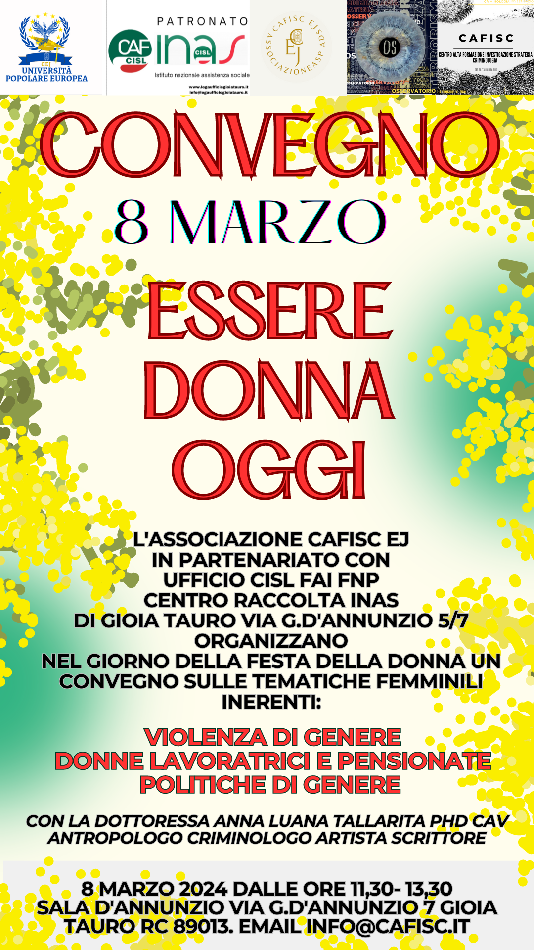 Cafisc EJ le prossime attività sociali: Convegno l’8 marzo e Corso d’italiano